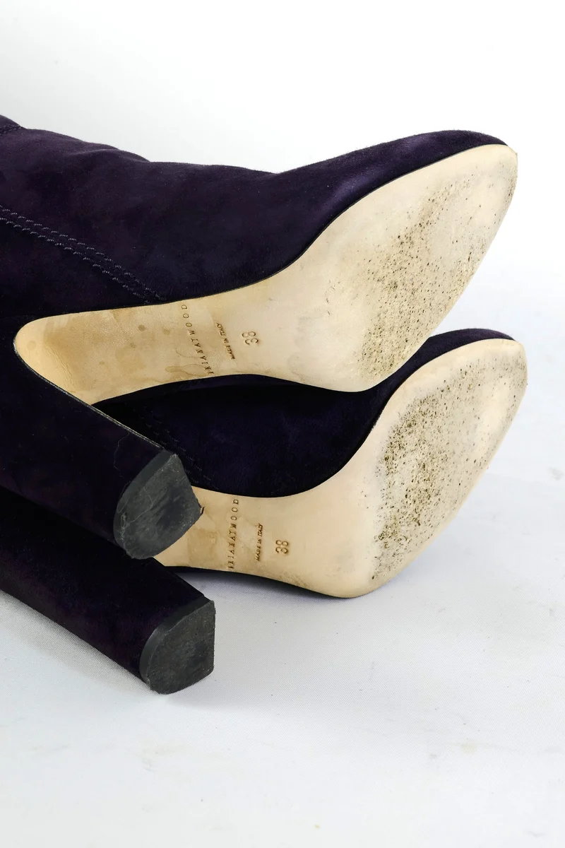 Overknees Wildleder aubergine