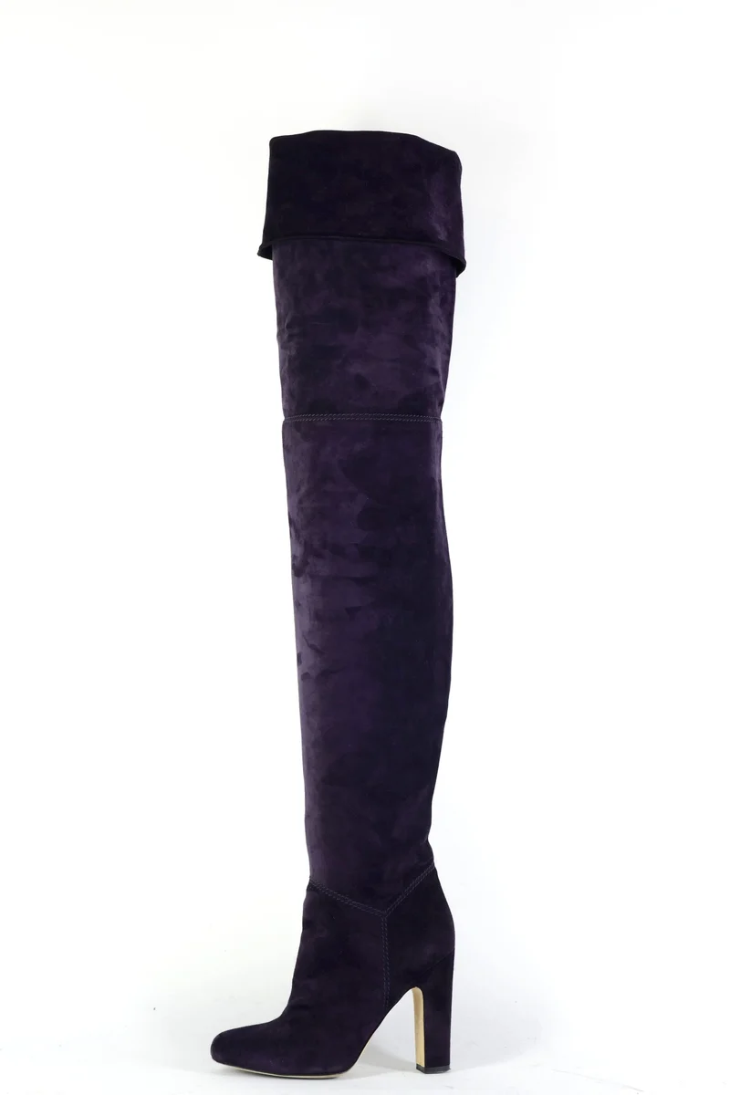 Overknees Wildleder aubergine