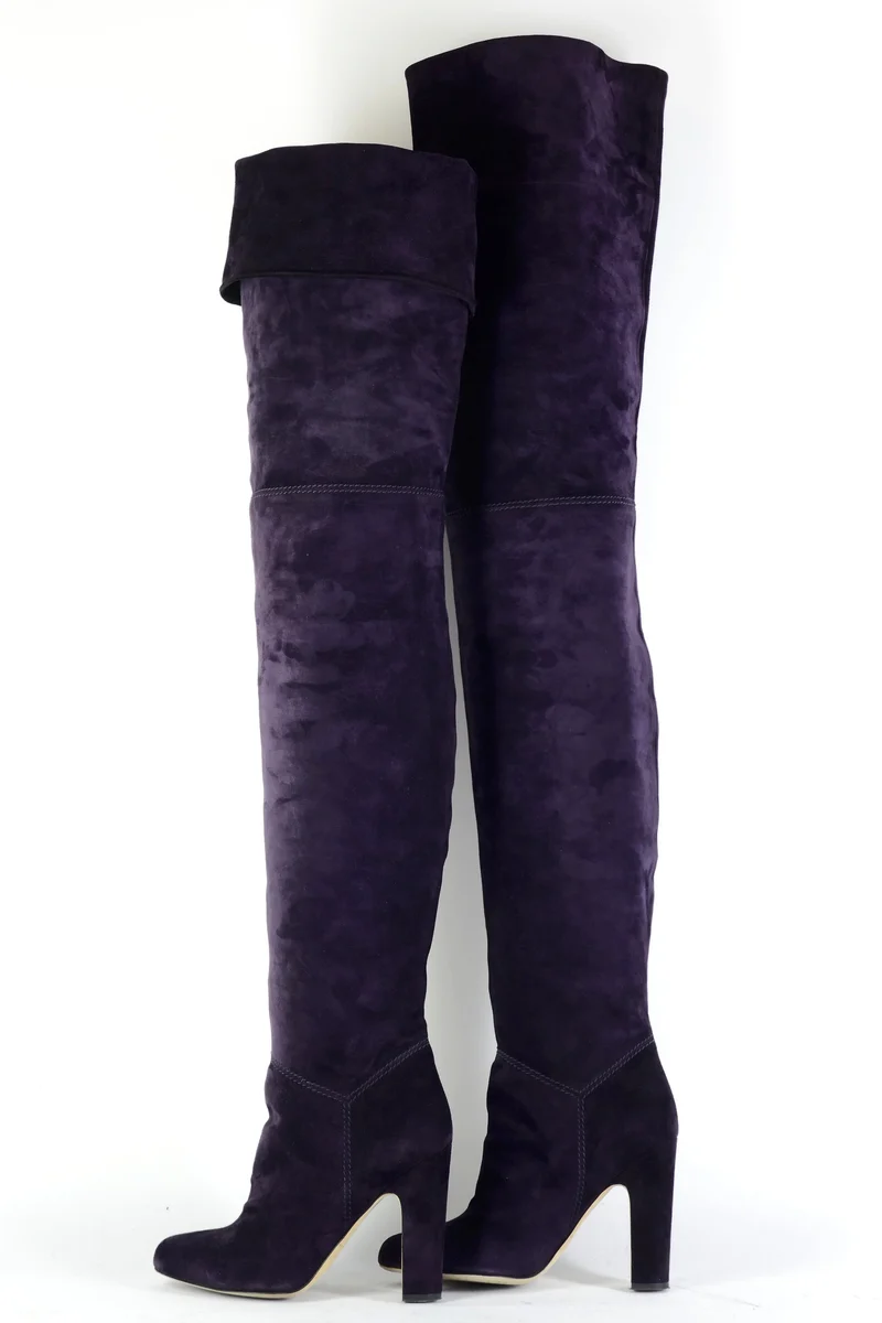Overknees Wildleder aubergine
