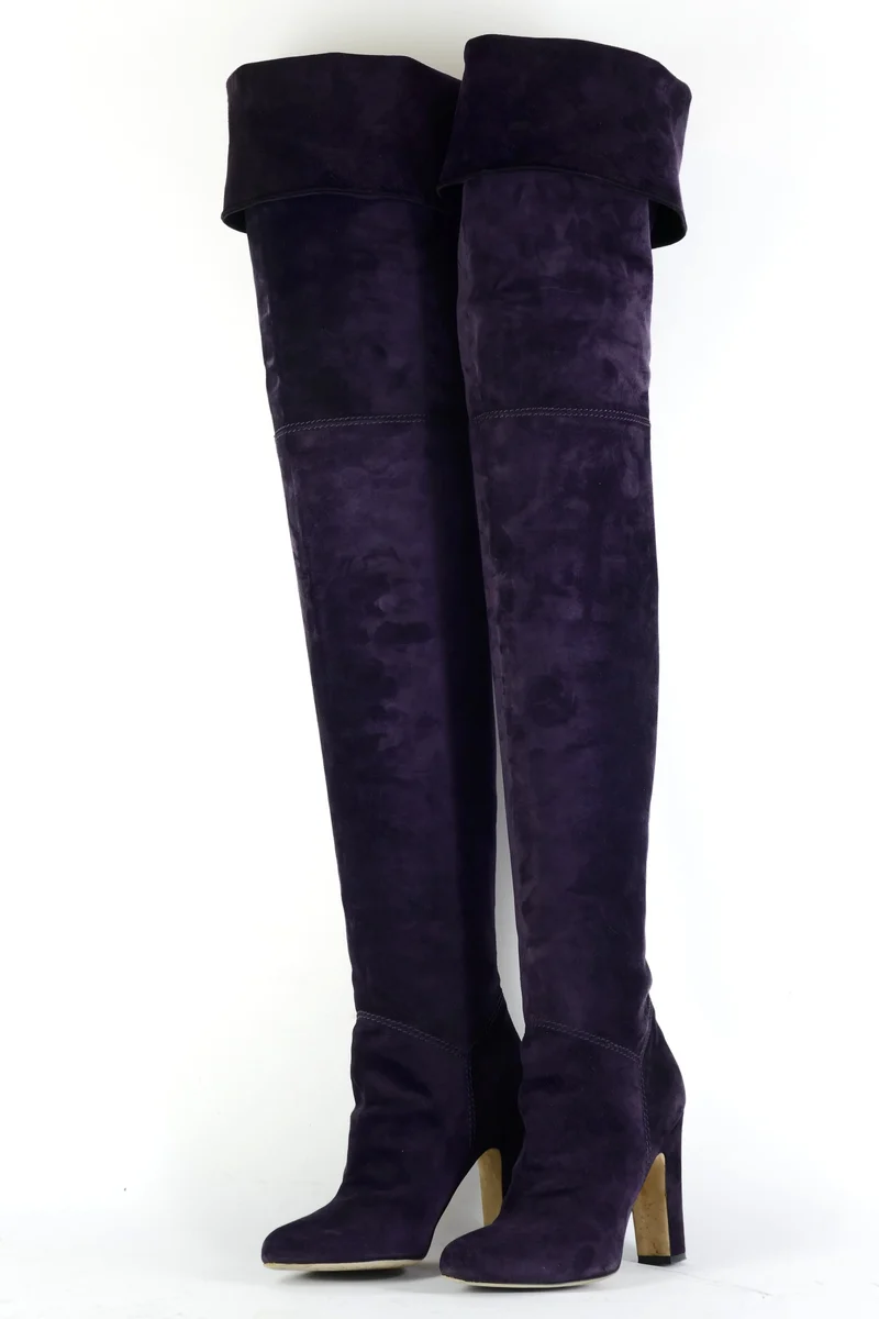 Overknees Wildleder aubergine