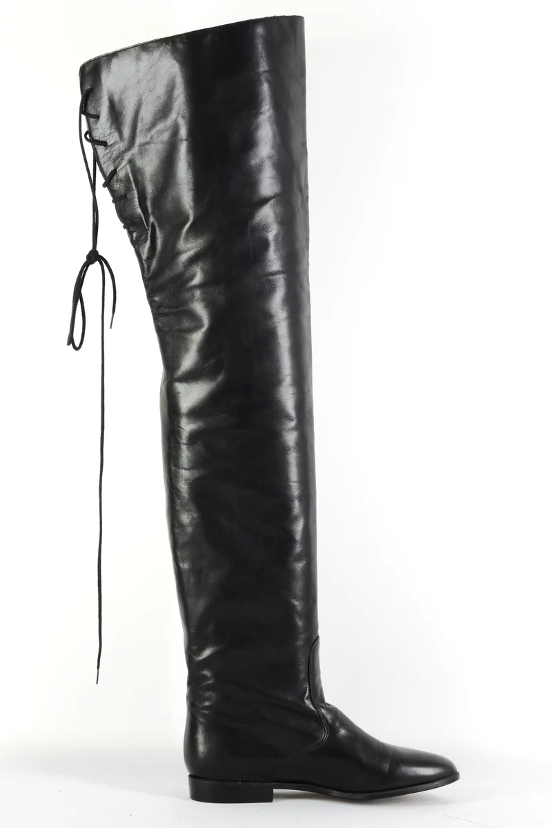 Vintage-Stiefel Leder schwarz