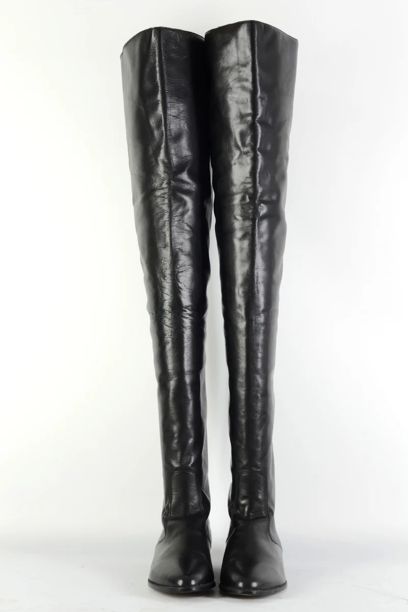 Vintage-Stiefel Leder schwarz