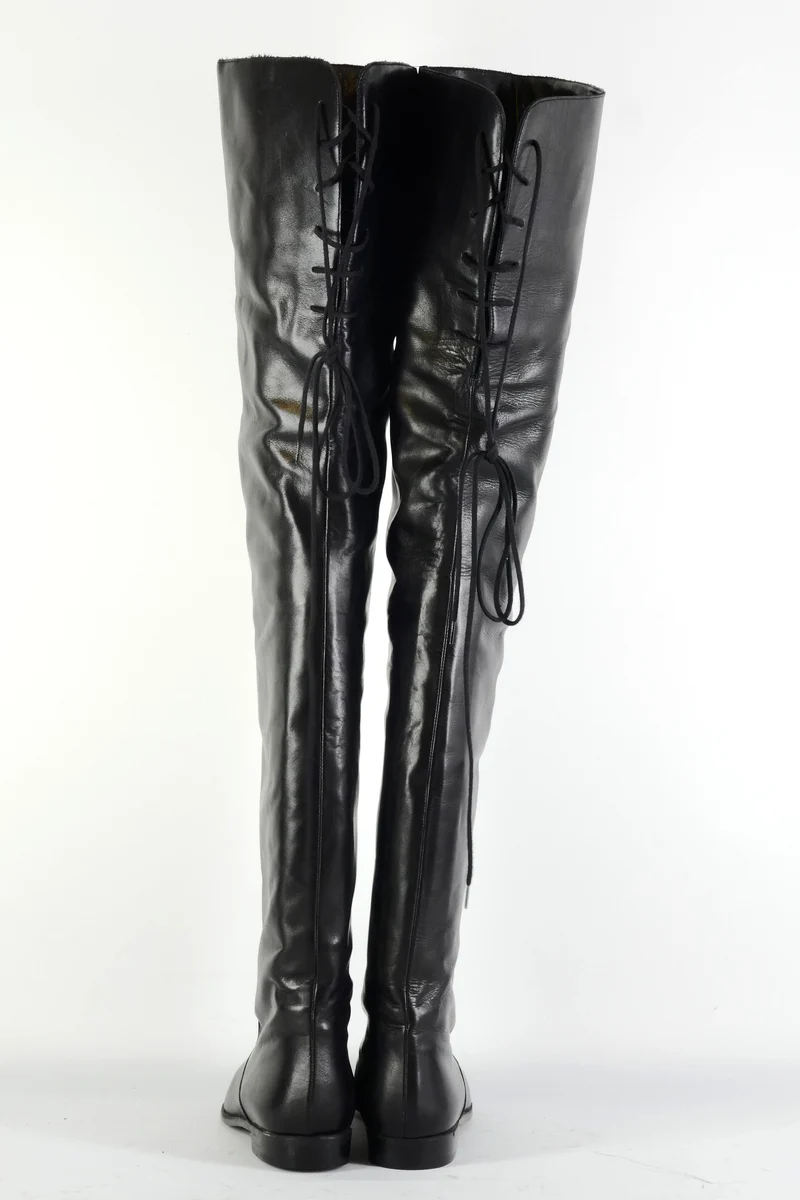 Vintage-Stiefel Leder schwarz