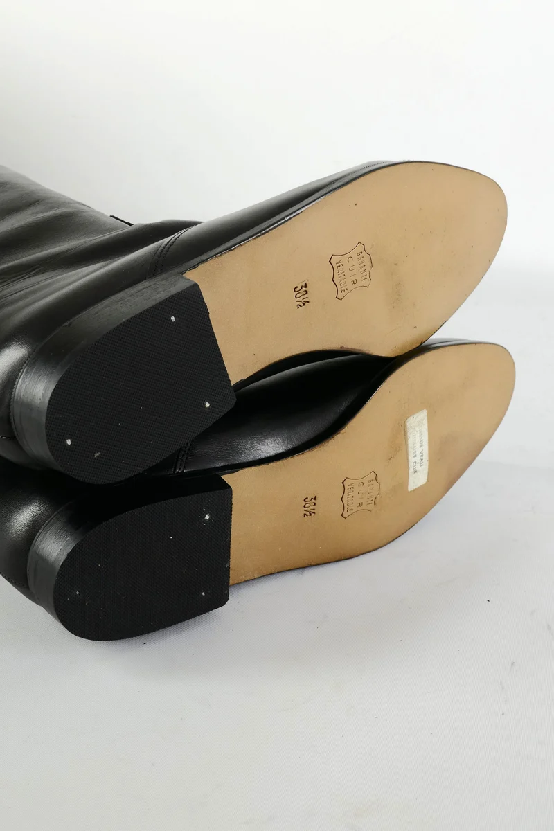 Vintage-Stiefel Leder schwarz