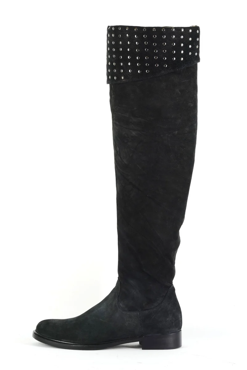 Overknees Wildleder schwarz