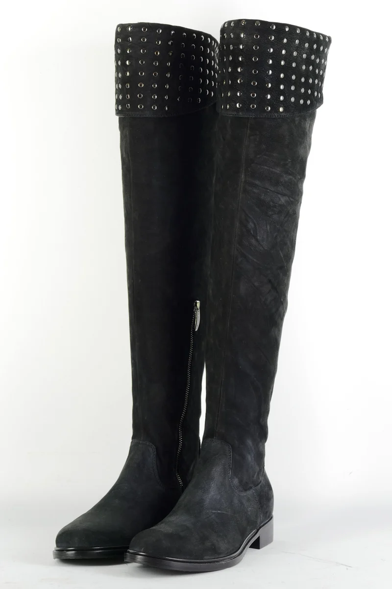 Overknees Wildleder schwarz