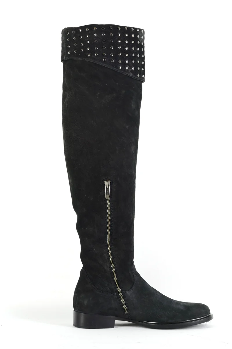 Overknees Wildleder schwarz