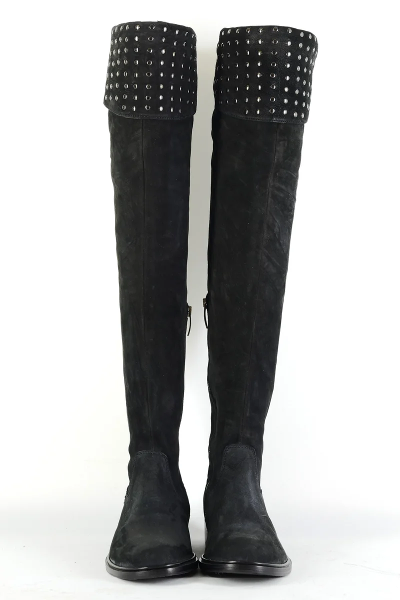Overknees Wildleder schwarz