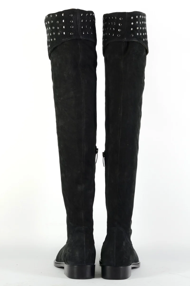 Overknees Wildleder schwarz