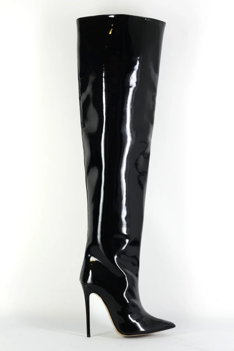 Overknees Leder schwarz