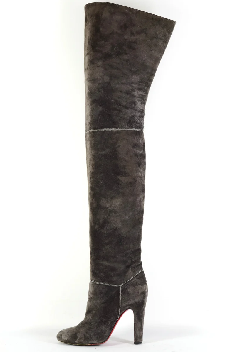 Overknees Wildleder anthrazit