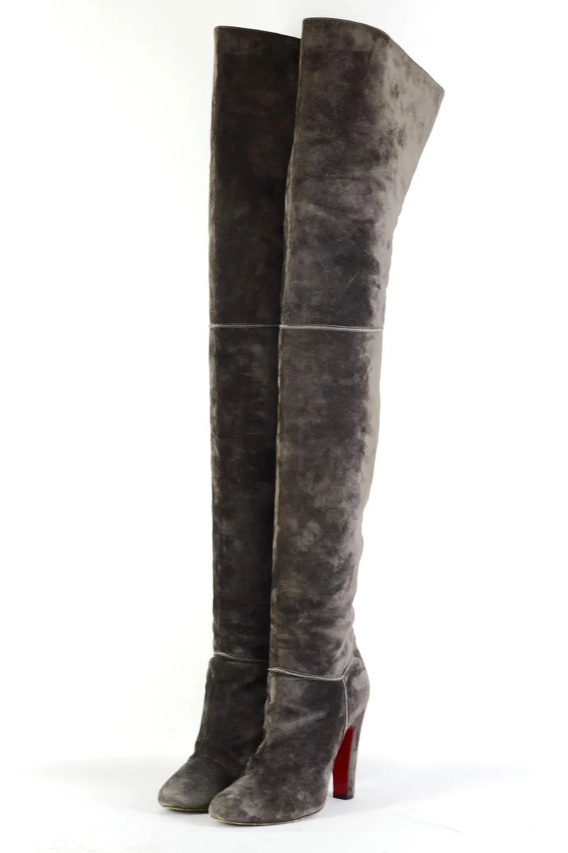 Overknees Wildleder anthrazit