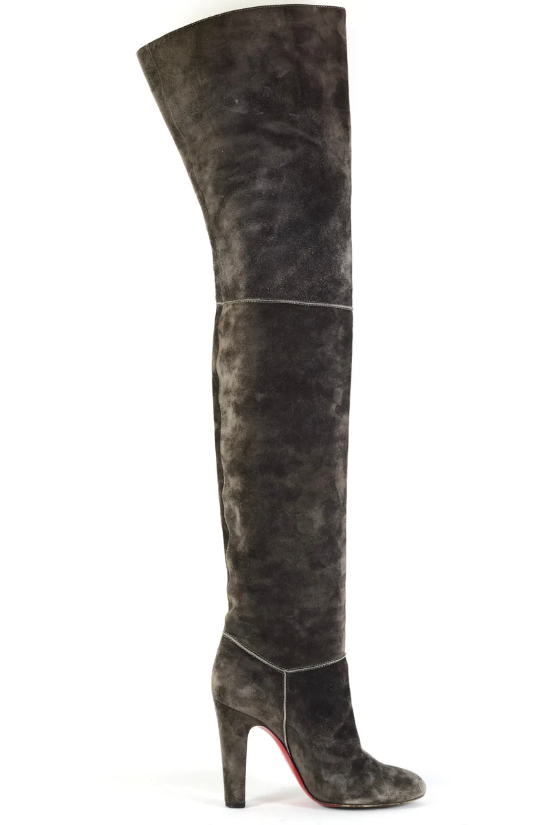 Overknees Wildleder anthrazit