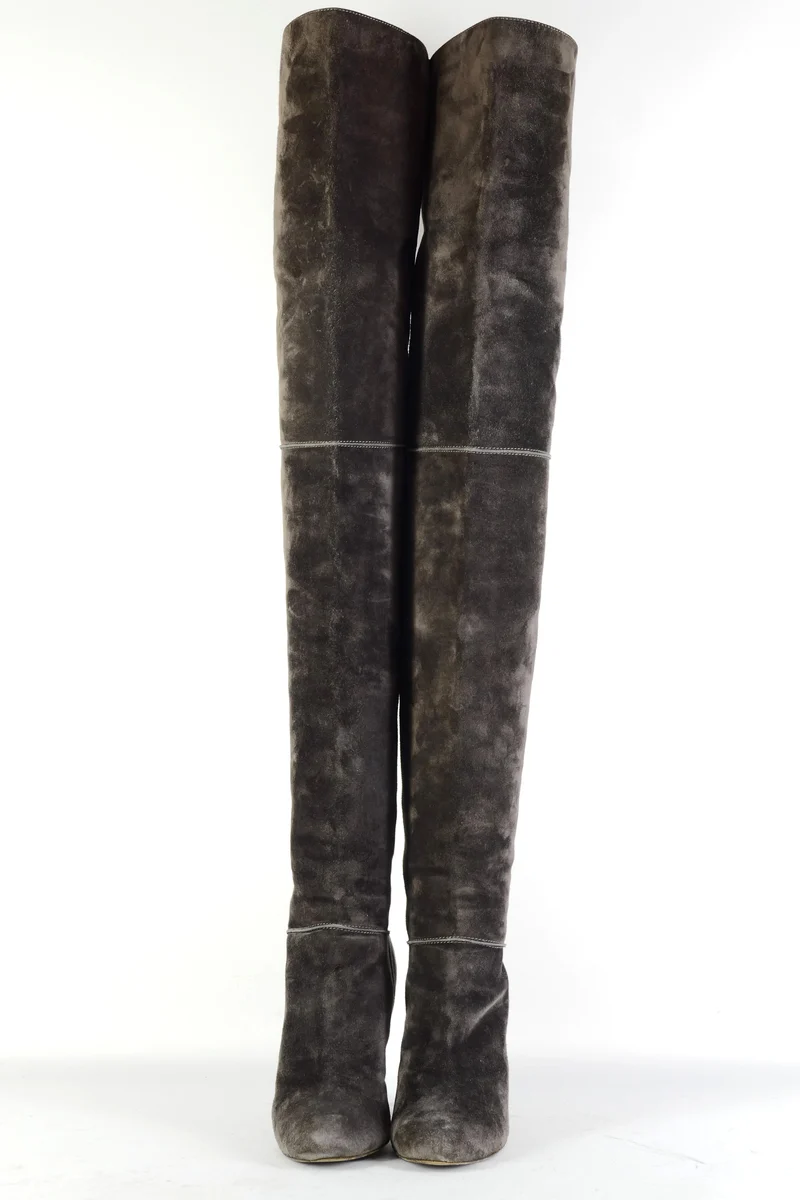 Overknees Wildleder anthrazit