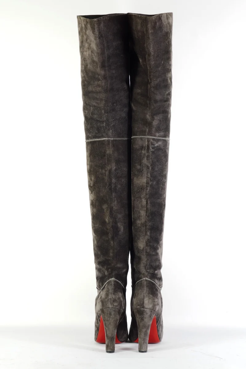 Overknees Wildleder anthrazit