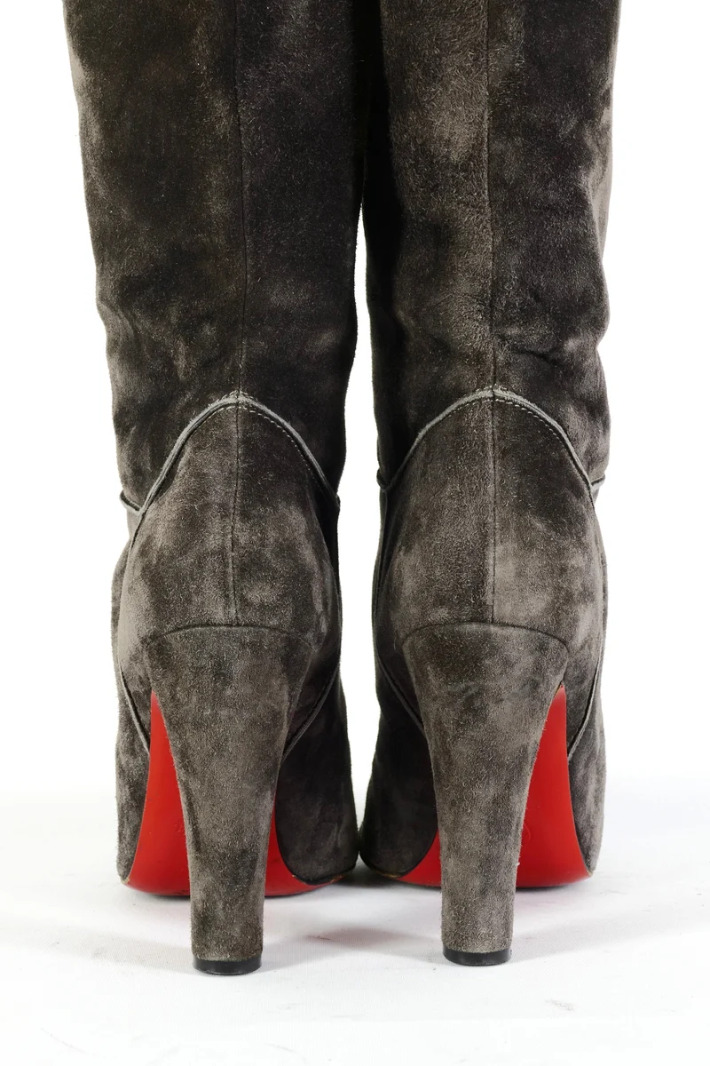 Overknees Wildleder anthrazit