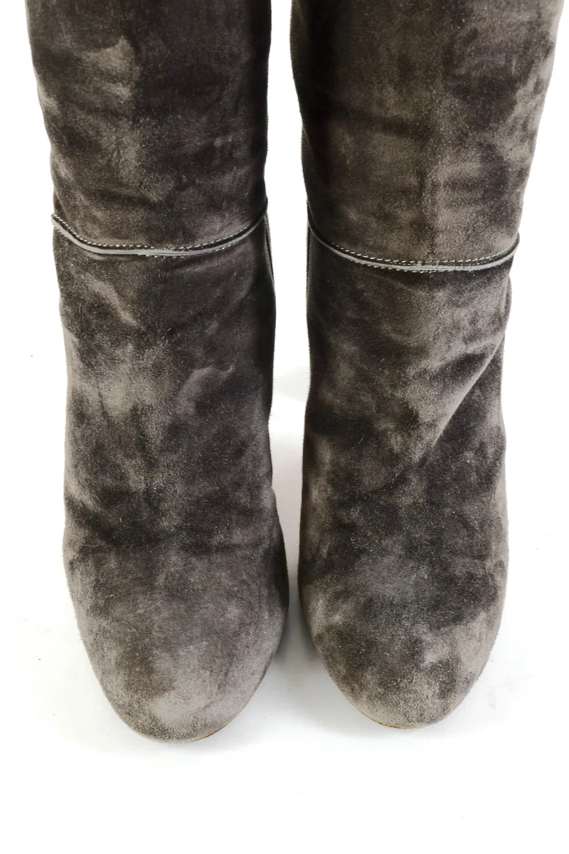 Overknees Wildleder anthrazit