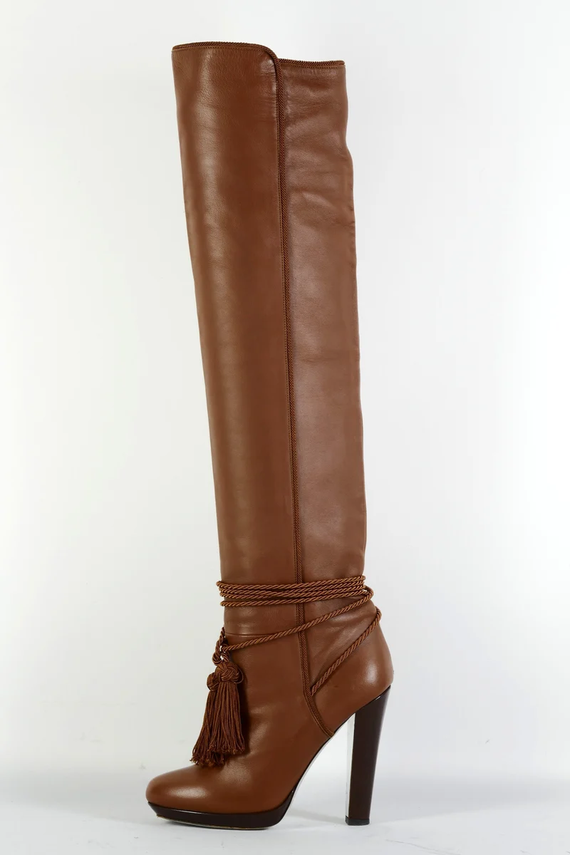 Hohe Stiefel Leder cognac