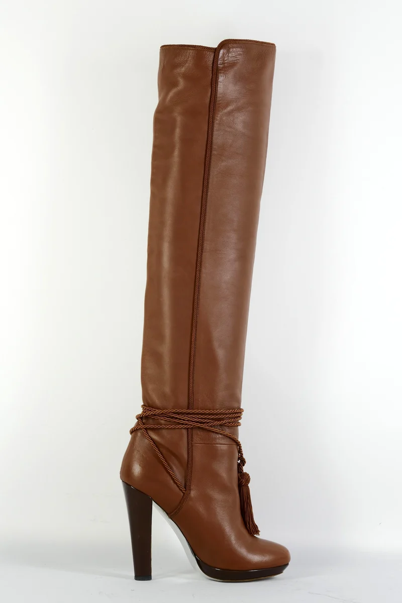 Hohe Stiefel Leder cognac