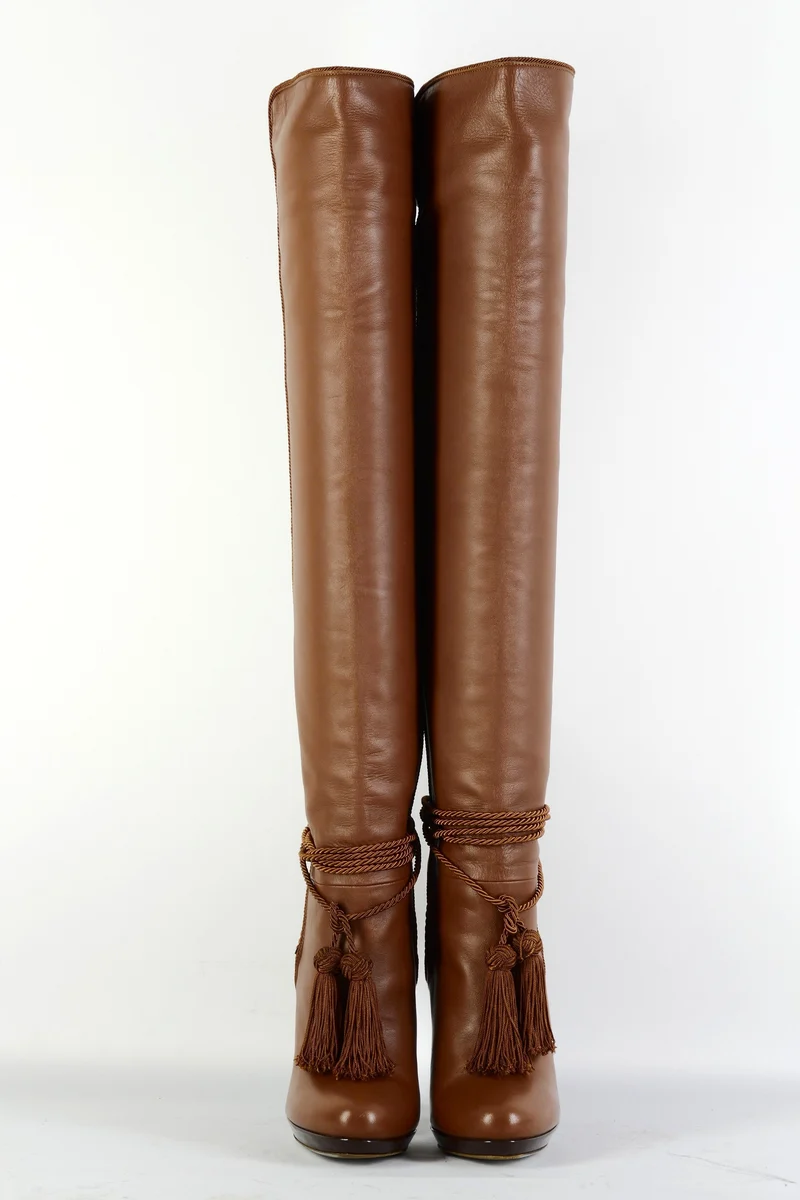 Hohe Stiefel Leder cognac