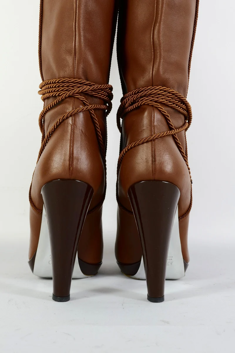 Hohe Stiefel Leder cognac