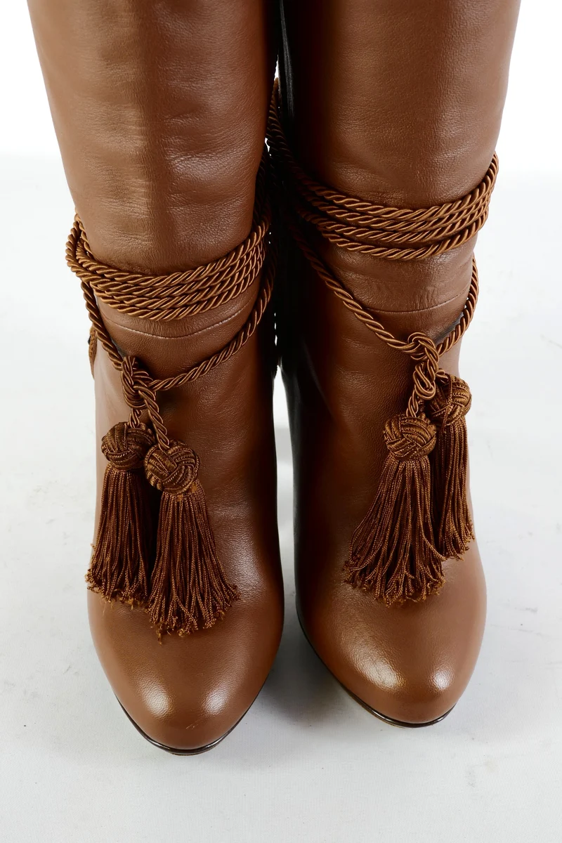 Hohe Stiefel Leder cognac