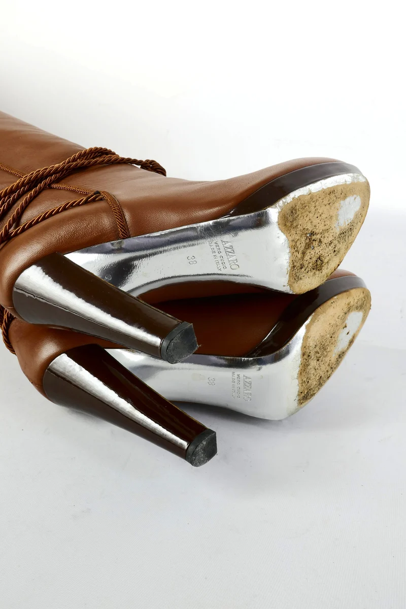 Hohe Stiefel Leder cognac