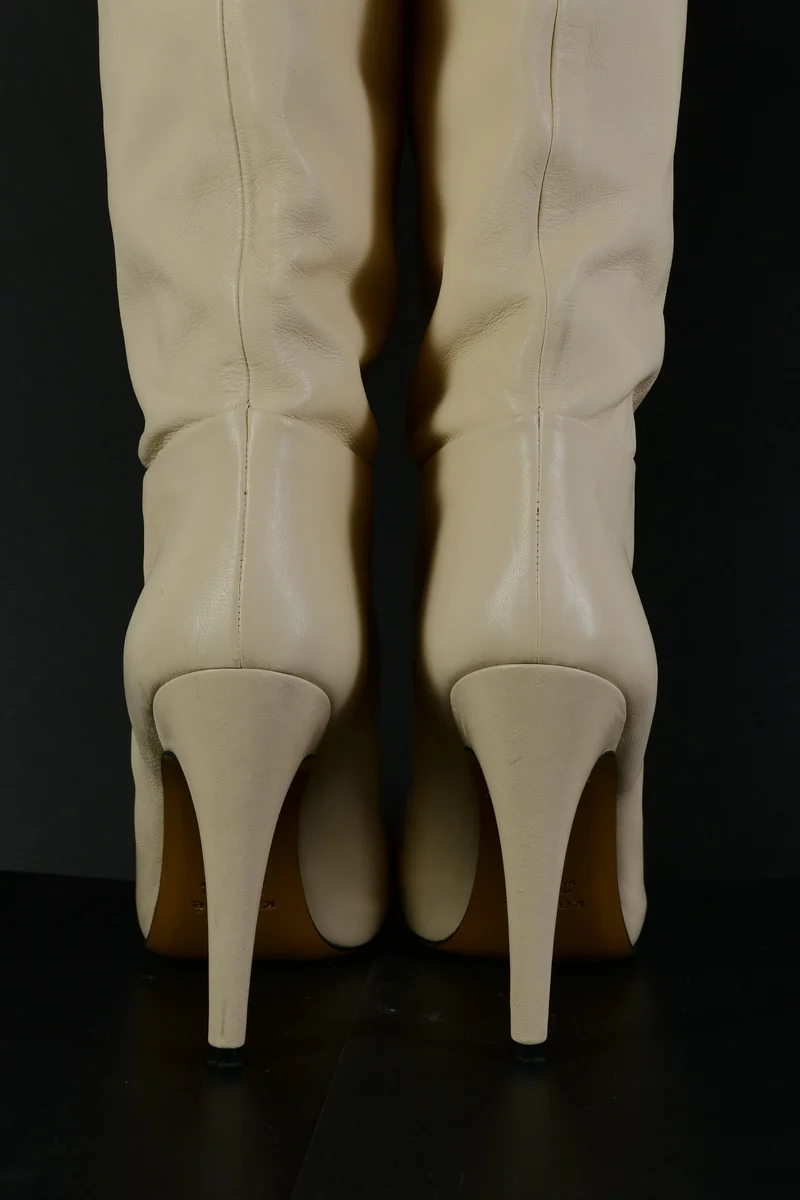 Overknees Leder creme