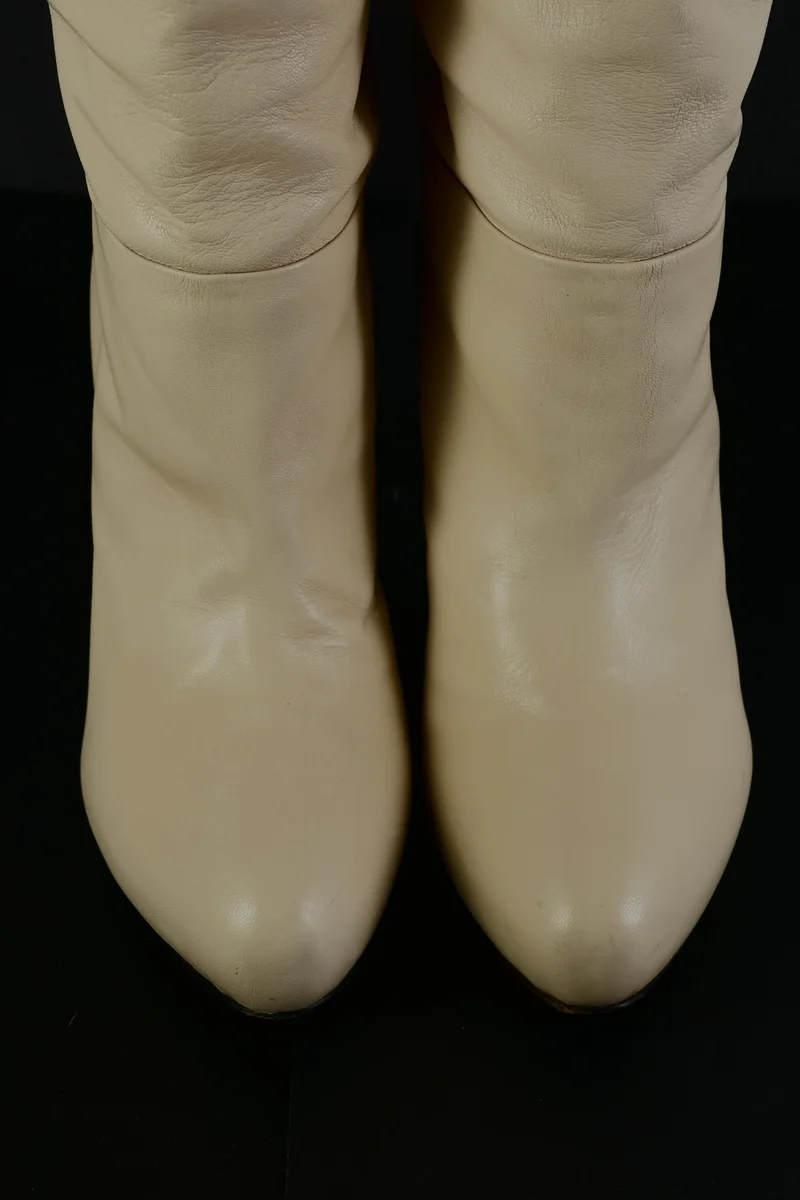 Overknees Leder creme