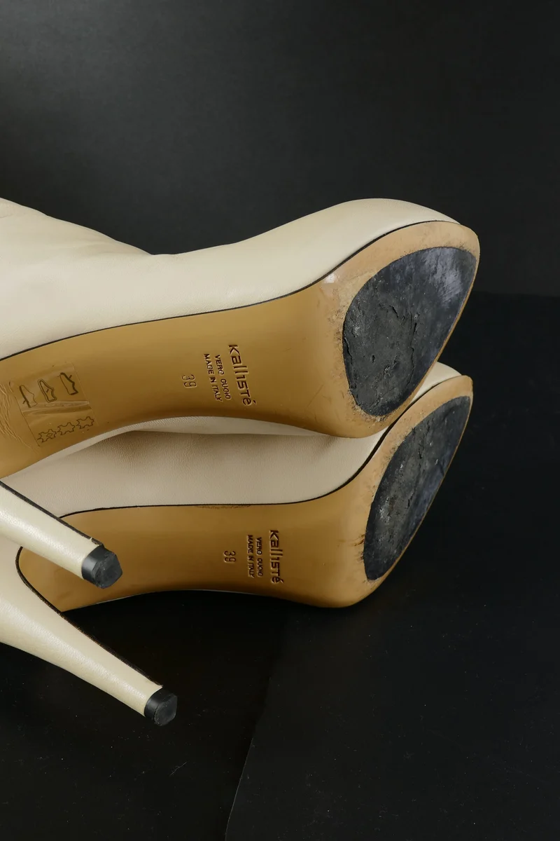 Overknees Leder creme