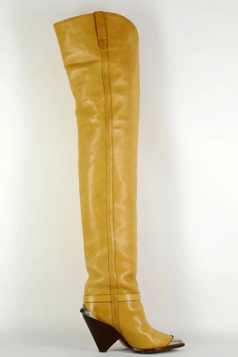 Overknees Leder beige