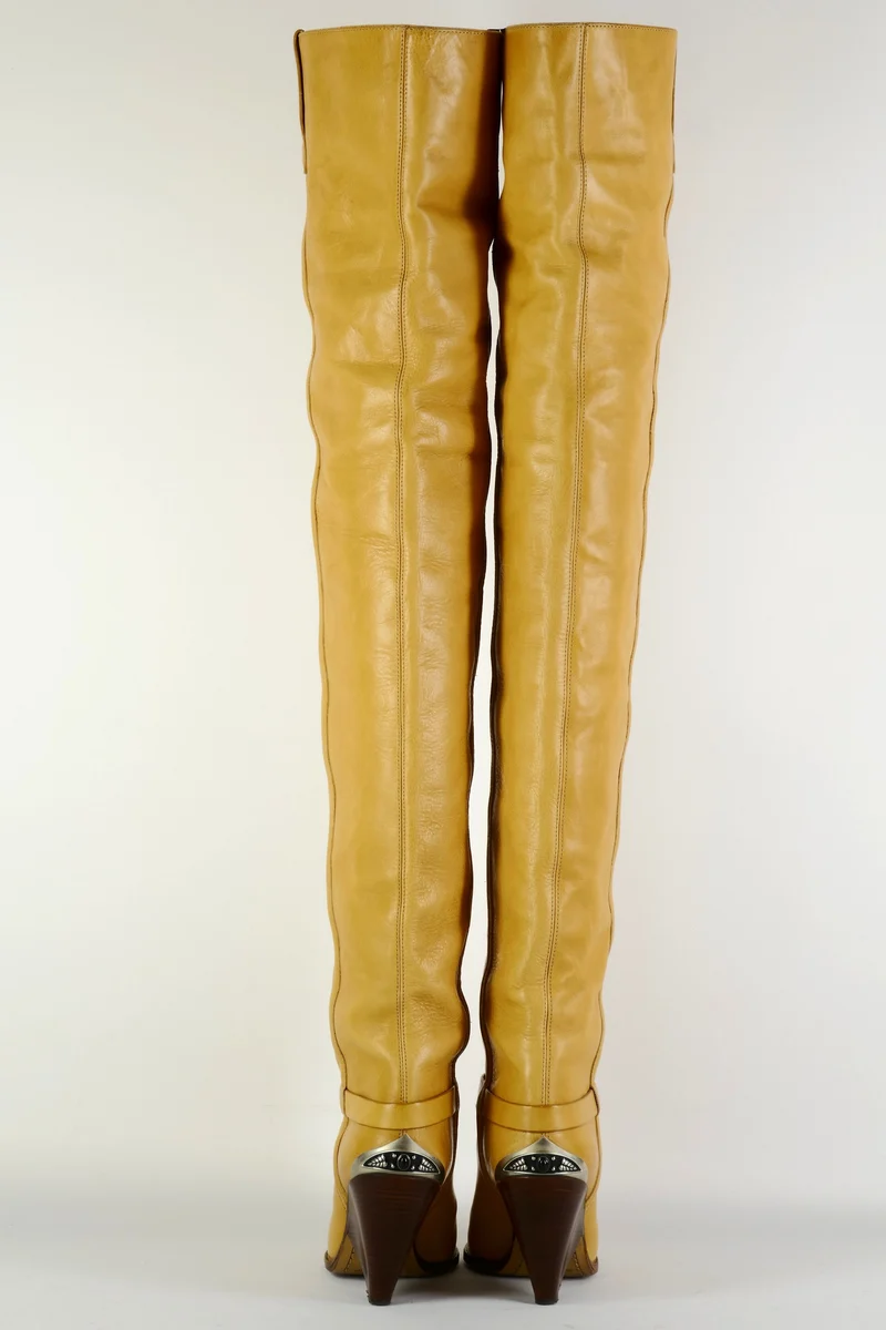 Overknees Leder beige