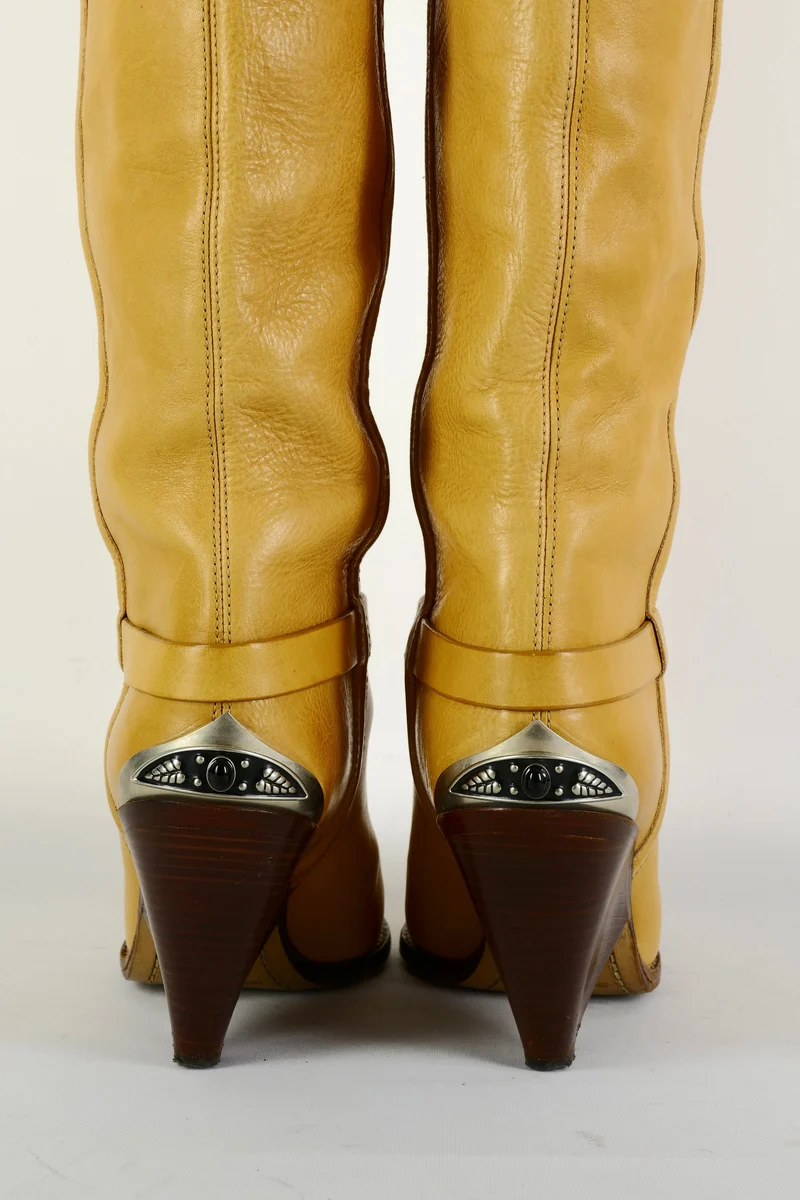 Overknees Leder beige
