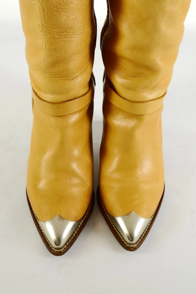 Overknees Leder beige
