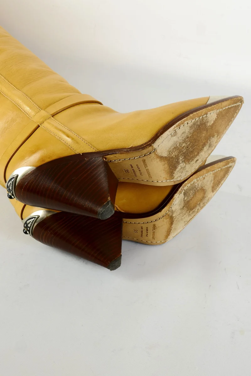 Overknees Leder beige