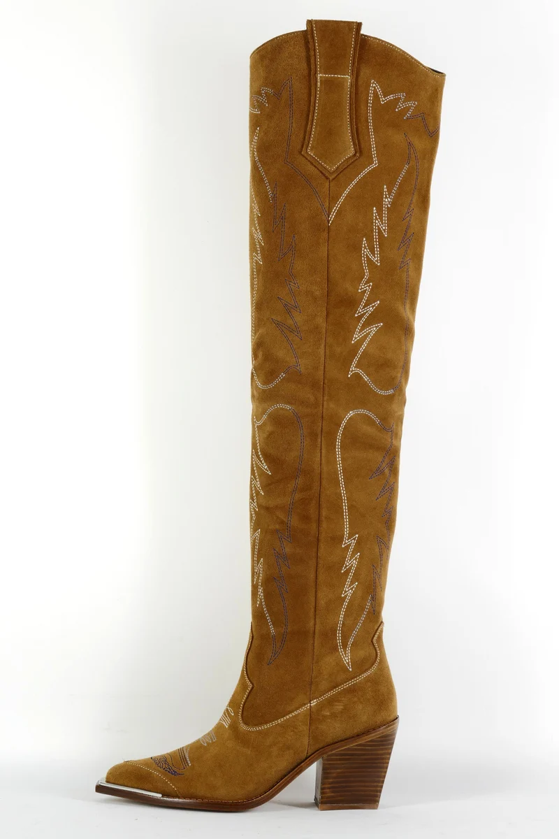 Overknees Wildleder cognac