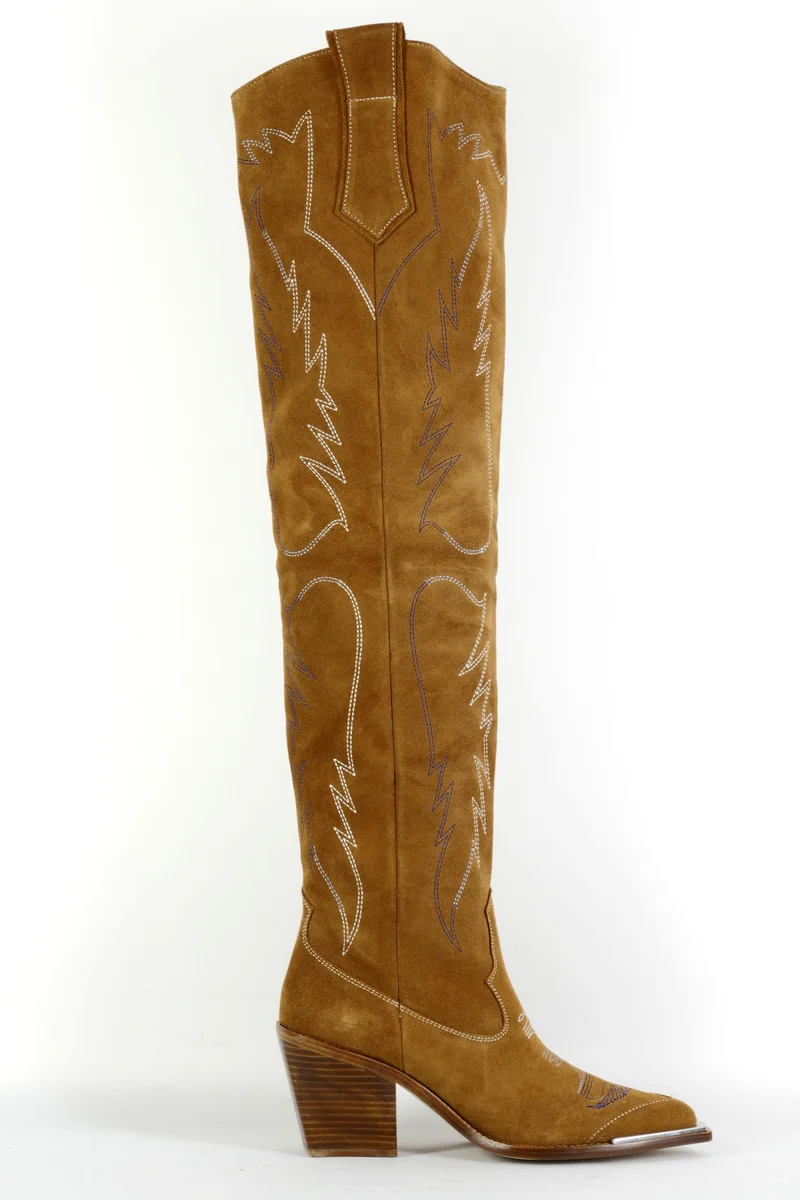 Overknees Wildleder cognac