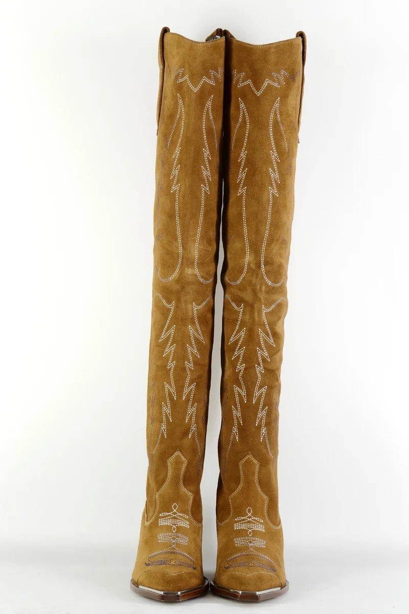 Overknees Wildleder cognac