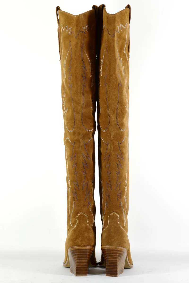 Overknees Wildleder cognac
