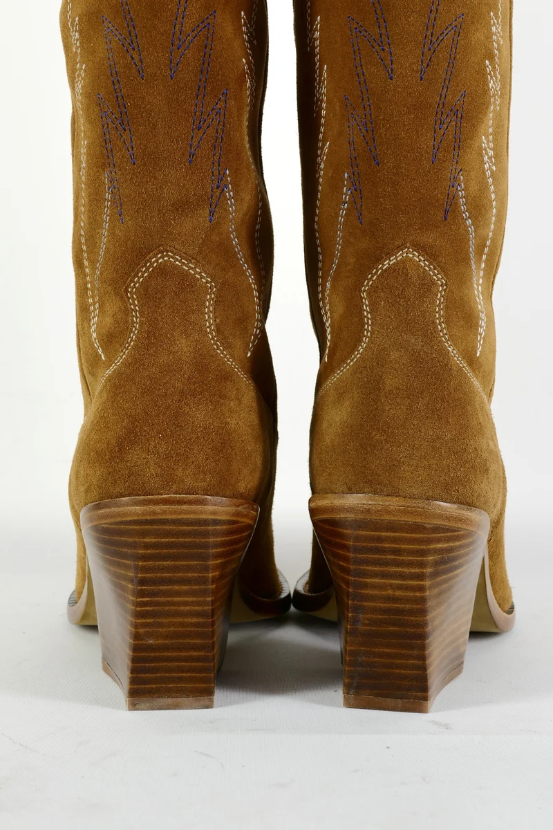 Overknees Wildleder cognac