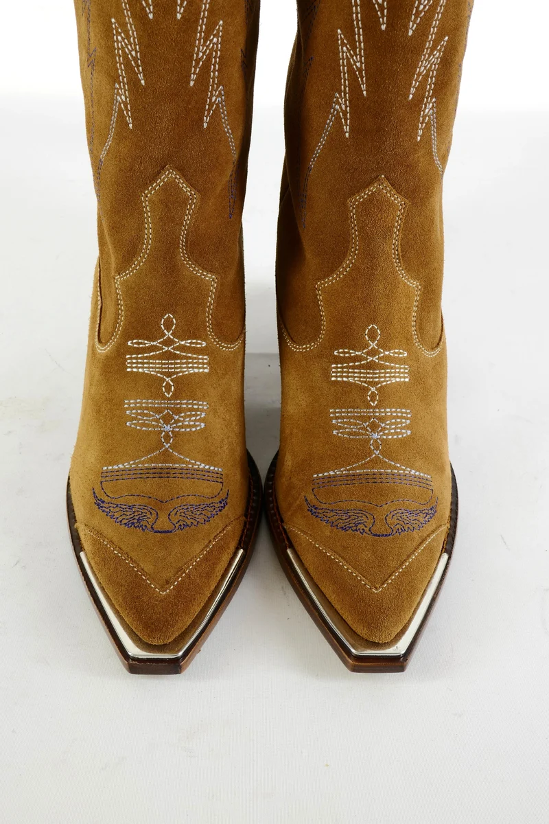 Overknees Wildleder cognac