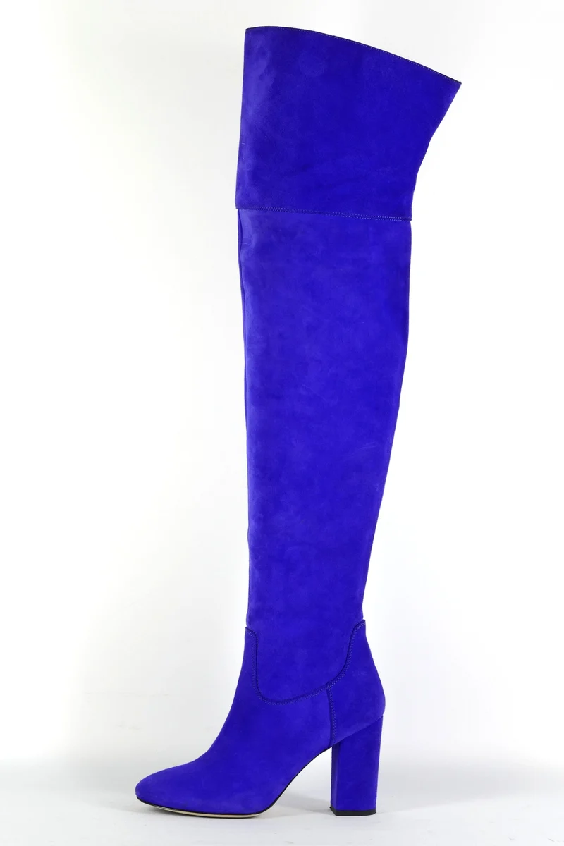 Overknees Wildleder blau