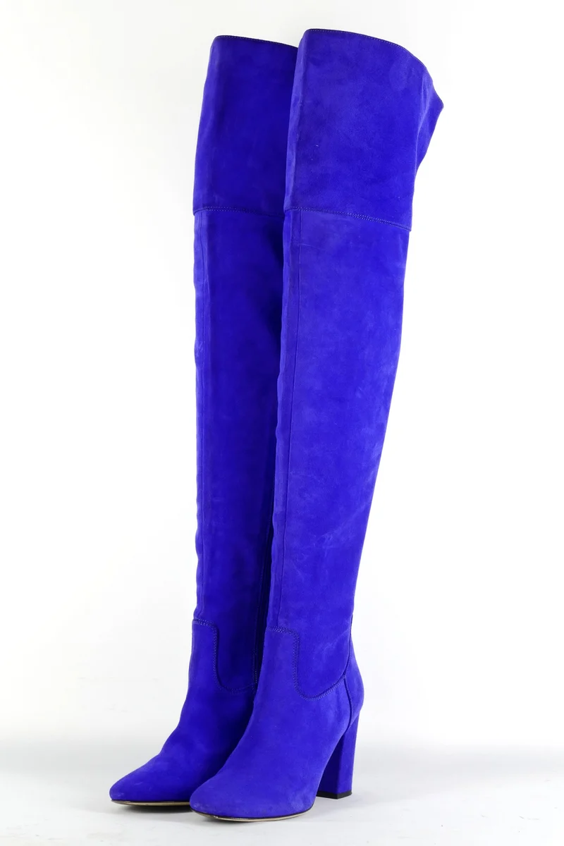 Overknees Wildleder blau