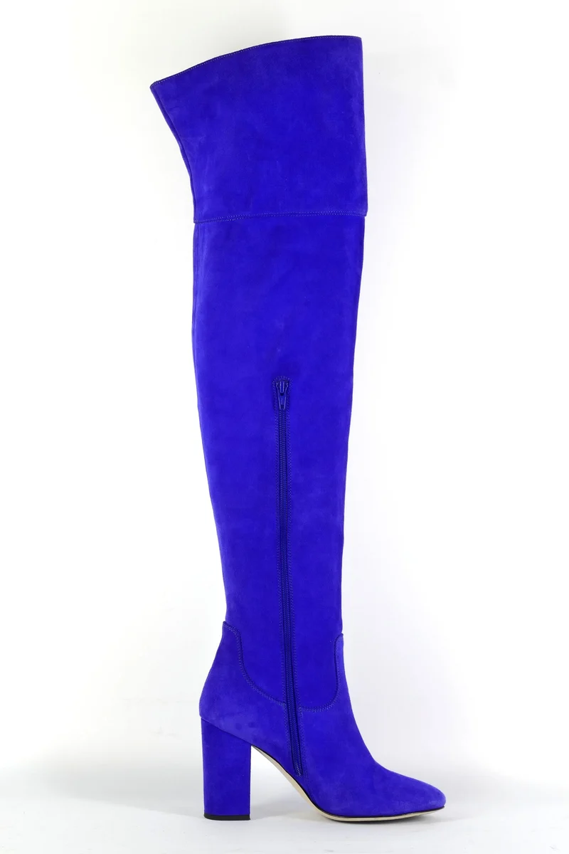 Overknees Wildleder blau