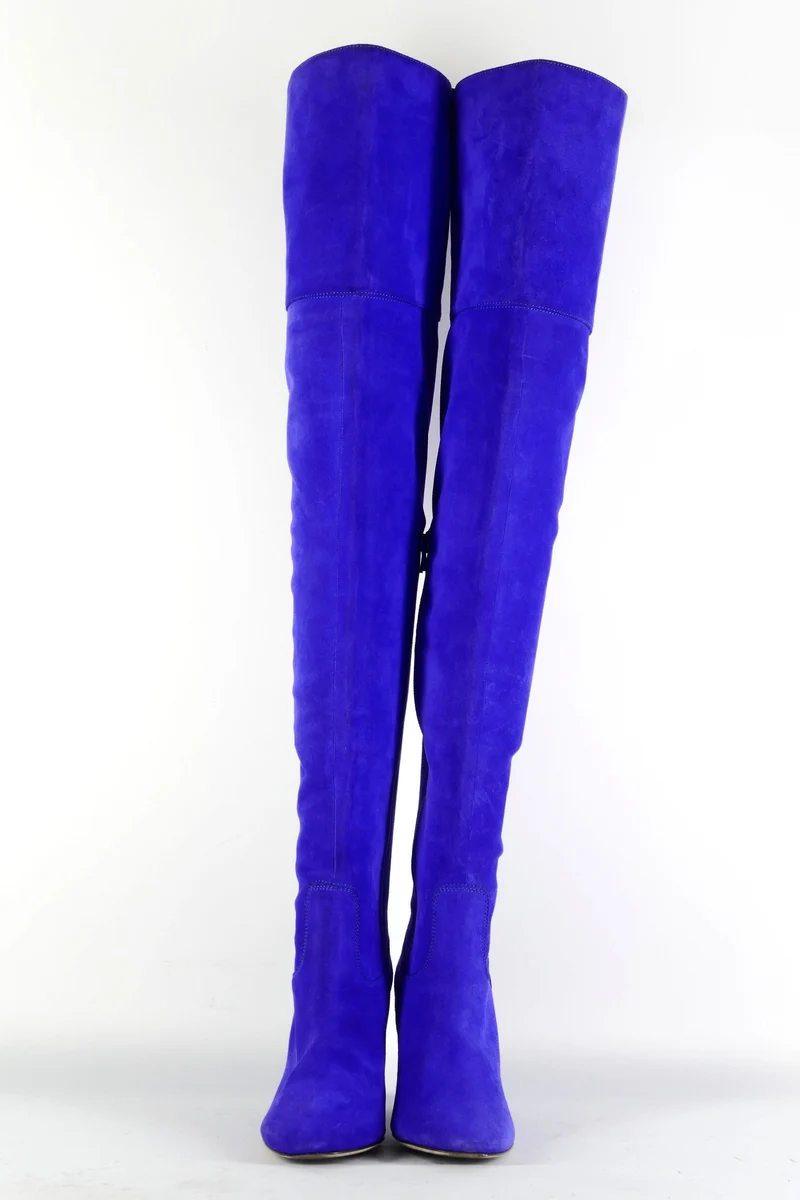 Overknees Wildleder blau