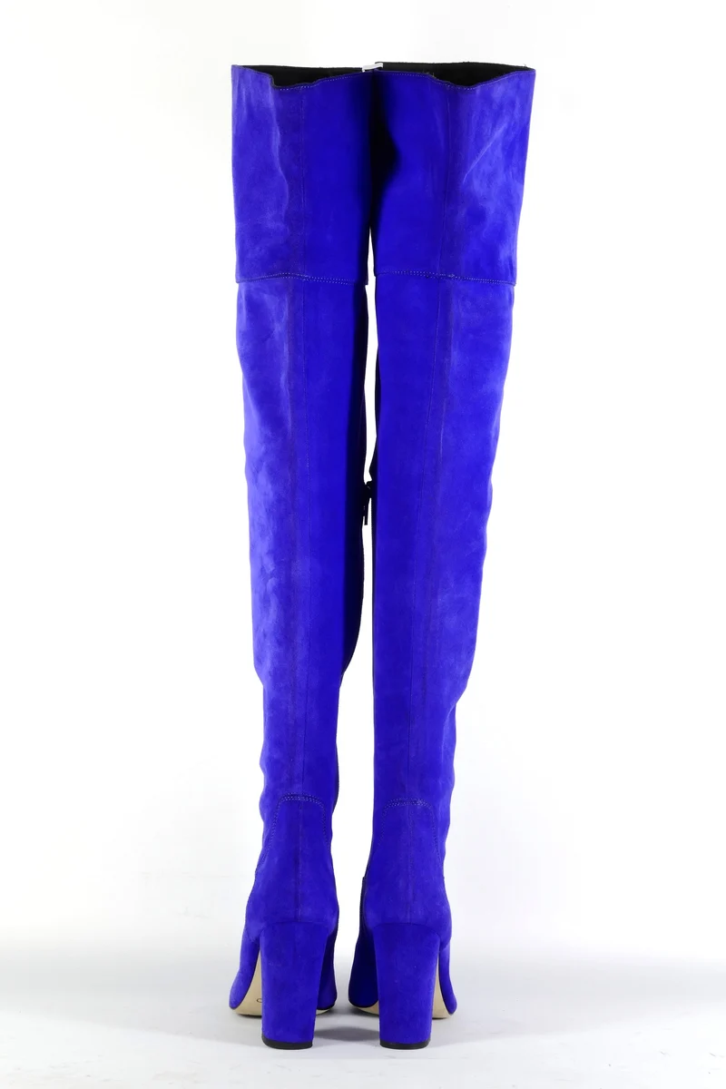 Overknees Wildleder blau