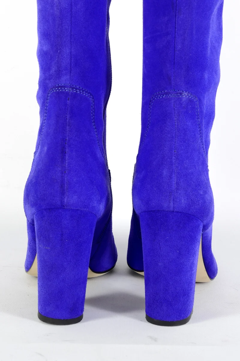 Overknees Wildleder blau