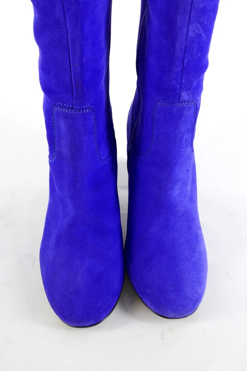 Overknees Wildleder blau