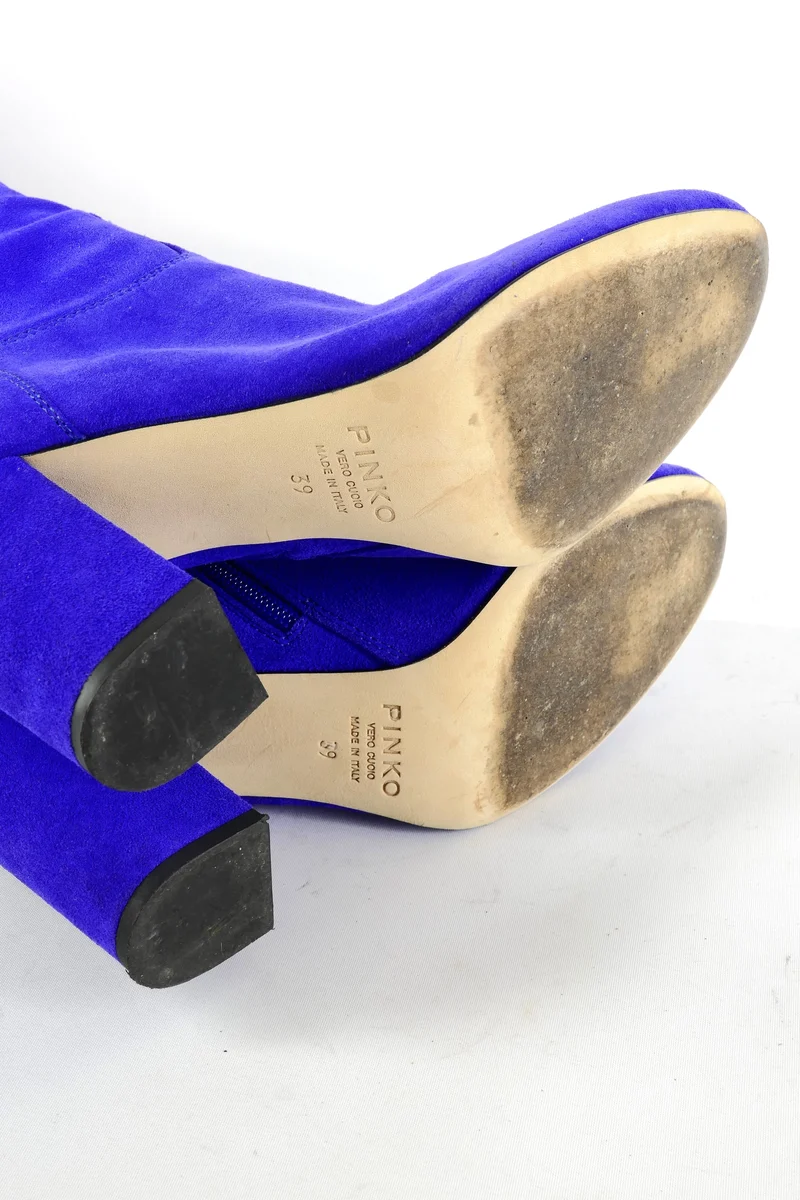 Overknees Wildleder blau