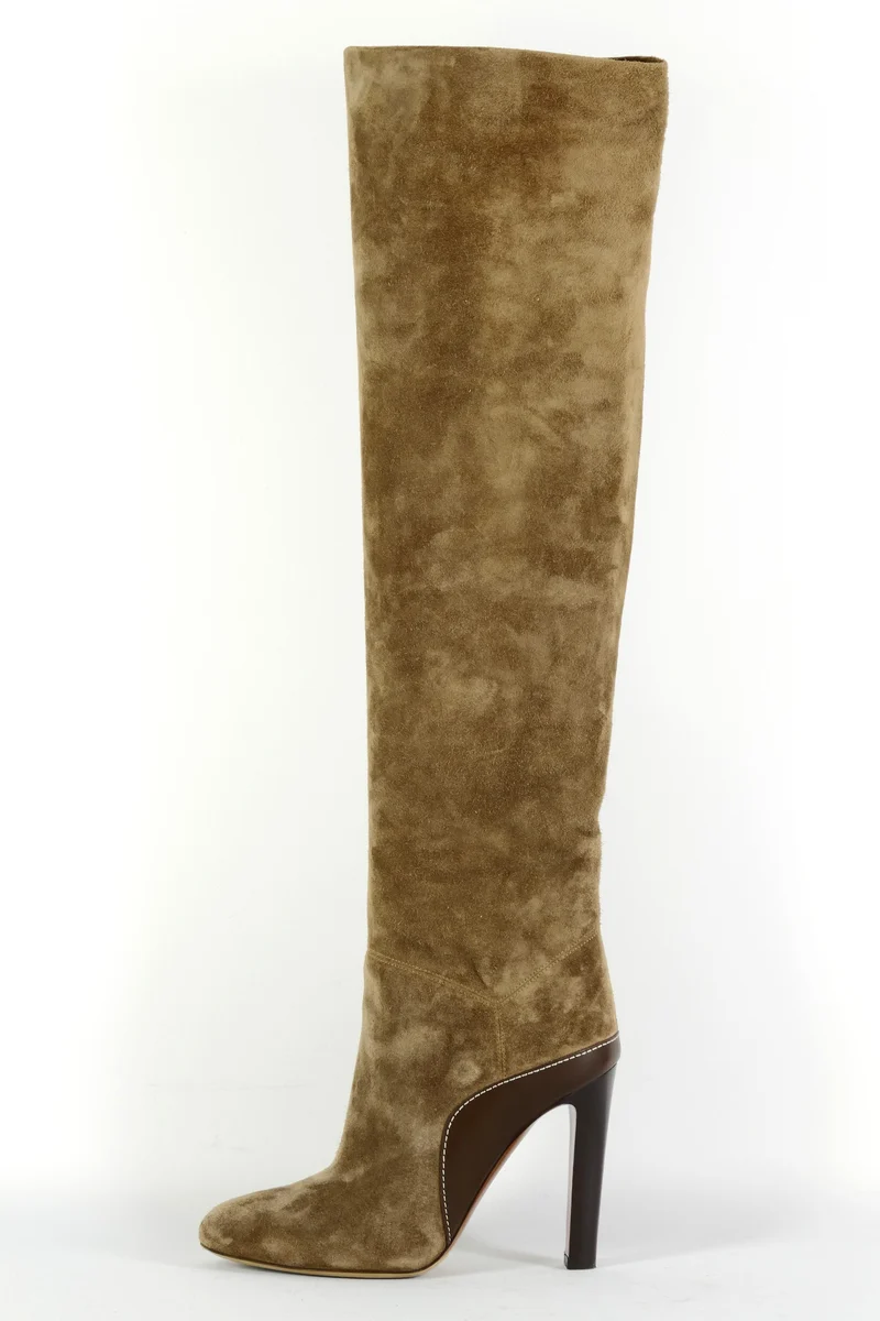 Hohe Stiefel Wildleder taupe